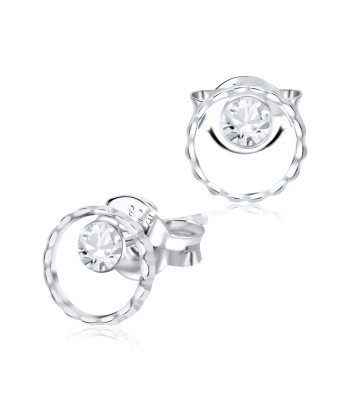 Curly Circle Silver Ear Stud STS-3704